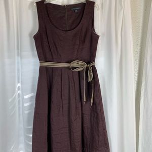 Chocolate brown cotton dress with pockets